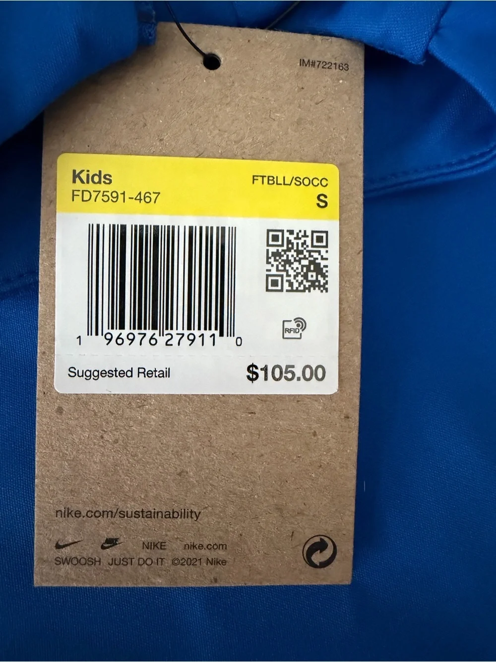 Nike Drill Top Soccer Pullover 1/4 Zip Water Proof FD7591-467 Youth Sz: Small
